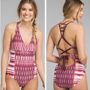 Prana Black Cherry Isabel Atalia One Piece Swimsuit NWOT Size Small